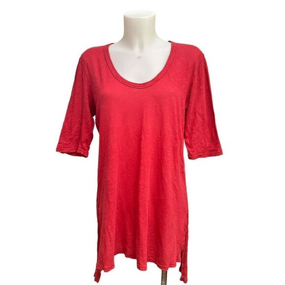 ANTHROPOLOGIE Left of Center Red Tshirt Mini Dress‎ Scoop Neck size small - Picture 1 of 6